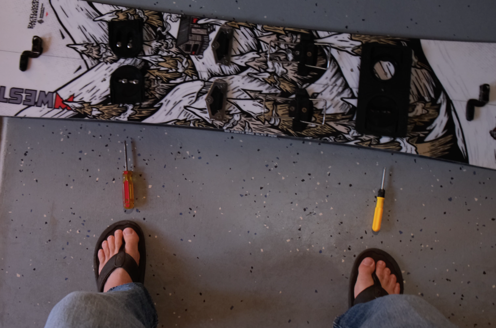 setting your foot positioning for a splitboard setup